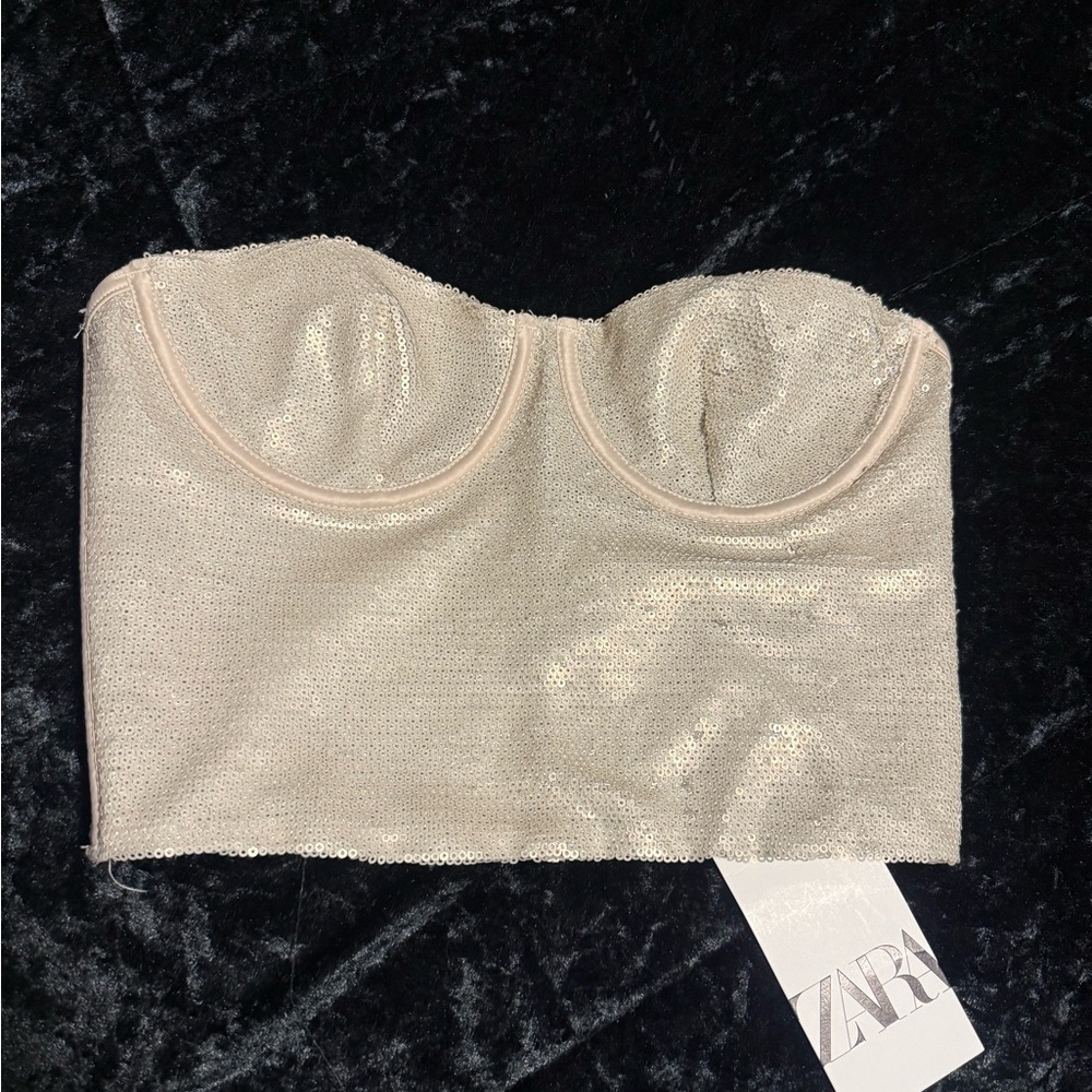 Zara Shimmering Cream Bandeau